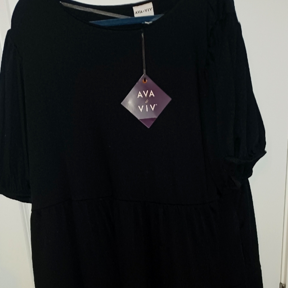 Ava Viv Black Tiered Dress 2XL NWT